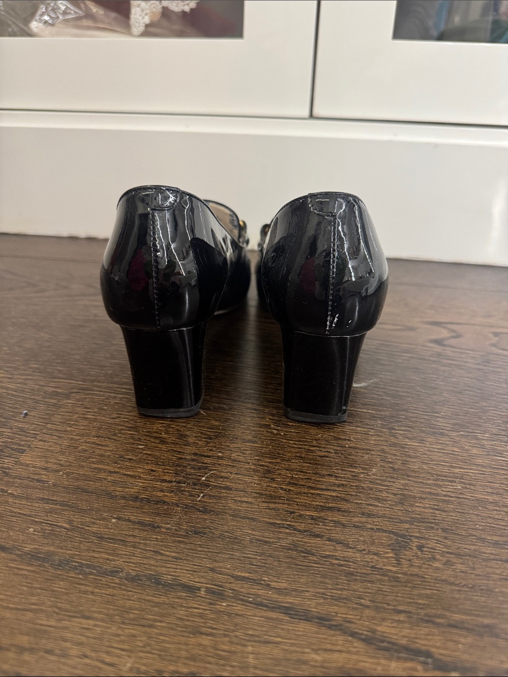 Gucci Black Patent Leather Loafers with Gold Double G - Picture 3 of 4